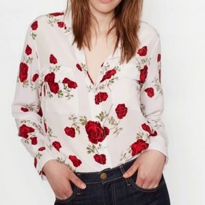 Equipment Signature Silk Shirt Twisted Rose Print